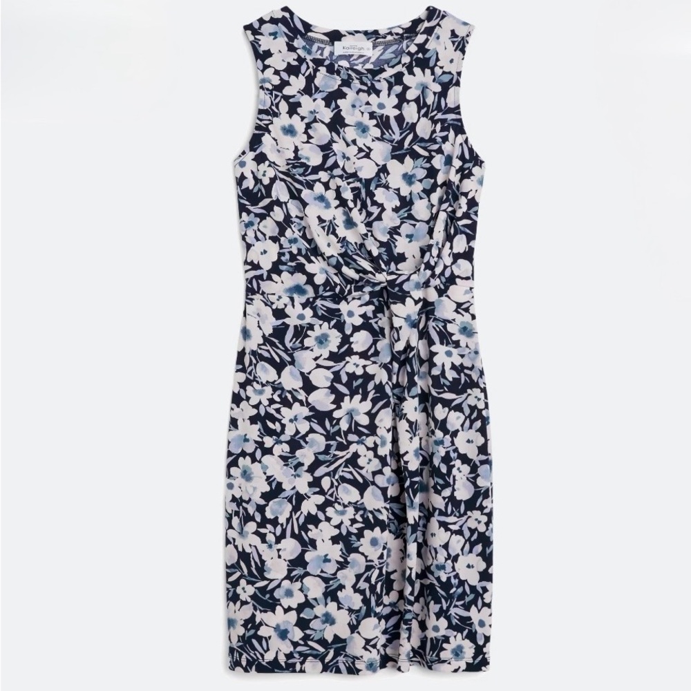 Kaileigh Navy and White Floral Midi Dress